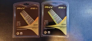 (2) New Sealed PNY PC-2700 512 MB DIMM 333 MHz DDR SDRAM Memory (MD0512SD1-333) - Afbeelding 1 van 3