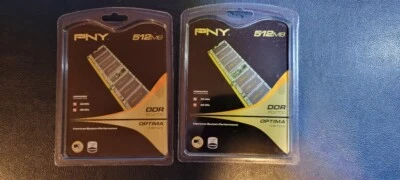 (2) New Sealed PNY PC-2700 512 MB DIMM 333 MHz DDR SDRAM Memory (MD0512SD1-333) - Image 1 of 3