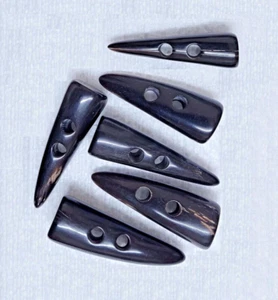 Buffalo Horn Toggle Buttons 50mm 2" Whole Tip 2 Hole Duffle Coat Bag Art Craft - Picture 1 of 11