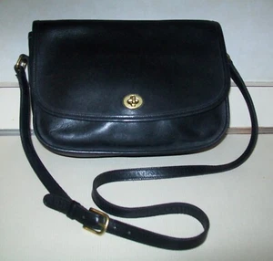 Vtg Coach Black City Bag 9790 Natural Full Grain Leather Handcrafted Costa Rica - Picture 1 of 18