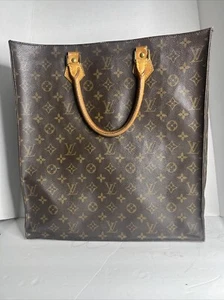Auth Louis Vuitton Monogram Sac Plat Hand Bag Tote Bag M51140 Used - Picture 1 of 16