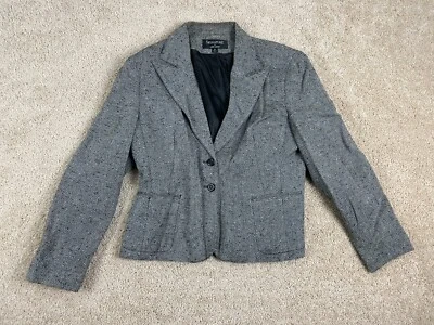 Blazer Traje Signature Larry Levine Mujer Talla 18 Muescas Solapa Forrada Botón Gris Foto 1 de 4
