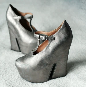 Jeffrey Campbell Havana Last Platform Mary Jane "Teez" Stitch Silver SZ 7 M RARE - Picture 1 of 19