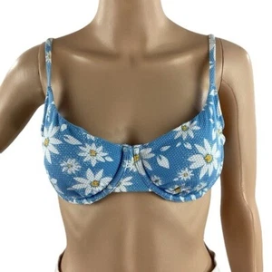 Top de bikini Xhilaration azul blanco margarita floral con aros talla L - Imagen 1 de 4