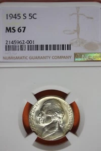 1945 -S 5C MS67 JEFFERSON NICKEL #B41705 - Picture 1 of 2