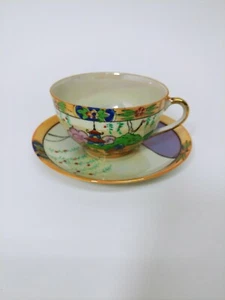 Vintage Lusterware Teacup And Saucer Hand Painted Made In Japan - Picture 1 of 9