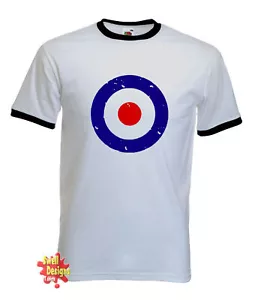 Distressed TARGET Mod 60er 70er Retro Ringer T-Shirt - Bild 1 von 1