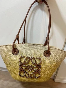 LOEWE Anagram Basket Smoll Bag Straw Bag Beige - Picture 1 of 8