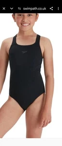Speedo Girls Eco Endurance Medalist Swimsuit Black 15-16 Years One Piece Costume - Picture 1 of 6