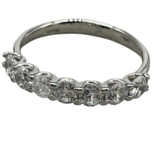 Anello Veretta di Oro Bianco 18kt carati nuovo 750 femminile 7 zirconi brillanti - Foto 1 di 13