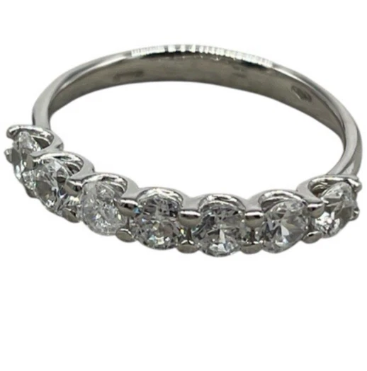 Anello Veretta di Oro Bianco 18kt carati nuovo 750 femminile 7 zirconi brillanti - Immagine 1 di 4