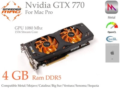 GTX 770 ZOTAC 4GB DDR5 Apple Mac Pro, Bootscreen Metal Monterey  Sequoia Metal - Immagine 1 di 4