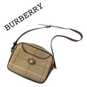 Burberry Nova Check Shoulder Bag Canvas Khaki Japan F/S USED - Picture 1 of 24