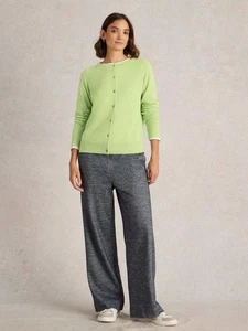 White Stuff Lulu Crew Neck Cardigan Bright Yellow Green Size 10 Worn Once - Picture 1 of 5