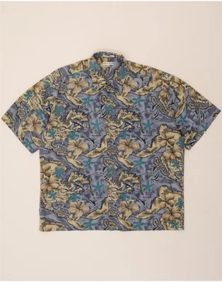 PIERRE CARDIN Mens Graphic Short Sleeve Shirt XL Blue Floral Cotton VN04 - Image 1 of 3