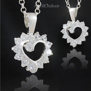 Conjunto de joyas colgante corazón 14 circones selección cadena plata 925 regalo - Imagen 1 de 5