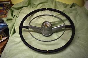VINTAGE PONTIAC STEERING WHEEL 18 3/8" OUTSIDE DIA. SILVER INSIDE 12"...NICE!! - Picture 1 of 13