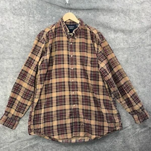 Trader Bay Shirt Mens XL Tall Beige Red Corduroy Button Up Plaid Long Sleeve VTG - Picture 1 of 7