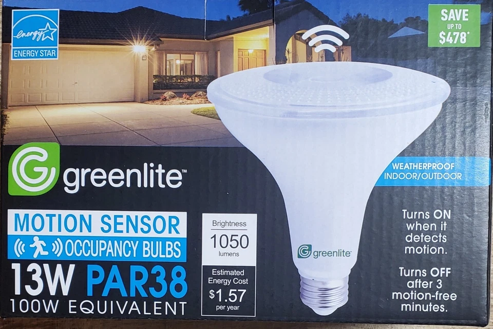 2 Pack LED Motion Sensor Light Bulbs 13W  3000k  100 Watt Equivalent 1050 Lumens - Image 1 of 3