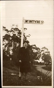 Lady at Mcintyre St Gordon NSW Postcard. Australia Vintage 50s? Old RPPC - Picture 1 of 2
