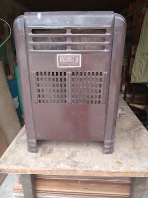 Calentador de espacio de gas vintage esmaltado gris y Dudley Nashville Tenn Washington Frugal Foto 1 de 4