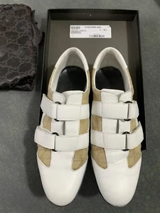 Mujer Gucci Beige Lona Cuero Blanco Monograma Zapatillas Deportivas Talla 38.5 - Imagen 1 de 13