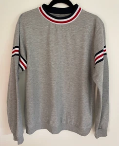 Boohoo Man Fleece Jumper Size L Grey with Stripe Trim Pullover - Picture 1 of 5