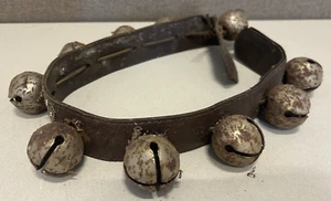 Antik Vintage Echt Leder Riemen Schlitten Jingle Bells - Bild 1 von 6