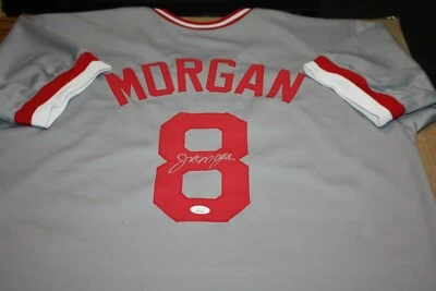 CINCINNATI REDS JOE MORGAN #8 SIGNED CUSTOM ROAD JERSEY HOF 1990 JSA WITNESS - Image 1 of 3