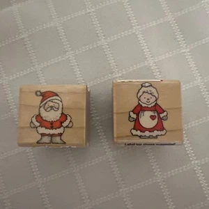 Vintage Rubber Stamp "Santa and Mrs. Clause" by Hero Arts 1 x 1" each New! - Picture 1 of 9