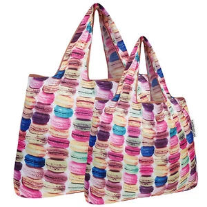 Wrapables Large & Small Foldable Tote Nylon Reusable Grocery Bags, Set of 2 - Picture 1 of 76