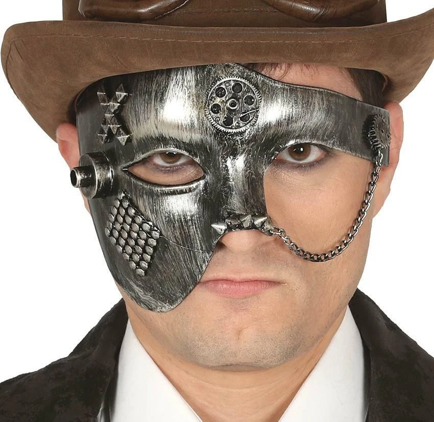 Maschera steampunk effetto argento antico - Immagine 1 di 1