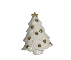 Christmas Tree with Gold Star & Balls Porcelain Trinket Box Jewelry Dish - Picture 1 of 10