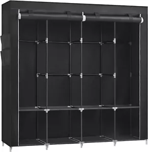 Tragbarer Kleiderschrank Platzsparender Modularer Kunststoffschrank mit Türen - Picture 1 of 9