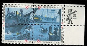 US. 1480-83. 8c. Boston Tea Party, American Bicentennial. Zip Block of 4. MNH - Picture 1 of 2