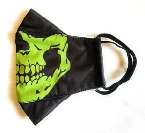 Green Skull Halloween Face Mask 3 Pieces - Picture 1 of 3