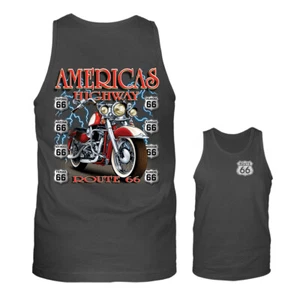 Camiseta sin mangas gráfica para motociclistas ROUTE 66 AMERICAS'S HIGHWAY - Imagen 1 de 8