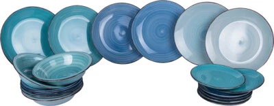Villa deste Servizio piatti 18 pezzi gres 6 posti tavola Baita Acqua Ocean - Immagine 1 di 4