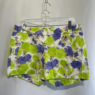 Pantalones Cortos J Crew Mujer Acuarela Estampado Floral Azul Púrpura Chino Talla 8 Foto 1 de 4