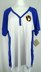 Milwaukee Brewers MLB Cooperstown Collection Women's Plus Size 3-Button T-Shirt - Picture 1 of 5