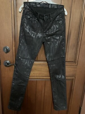 Womens Rock & Republic size 6 black slight snake skin pattern pants matte & shim - Image 1 of 4
