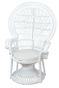 Pfauenthron weiß Rattansessel Sessel Rattan Rattanstuhl hochwertig handgeflochte - Bild 1 von 2