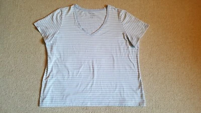 Top Mujer-LORD & TAYLOR-azul/blanco Rayas Algodón Elástico Tejido Manga Corta-3X Foto 1 de 4