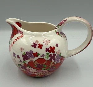 RED HAT Society Paul Cardew 2004 Pink Chintz Floral Red Purple Creamer - Picture 1 of 8