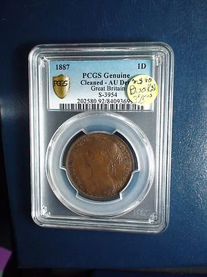 1887 Great Britain One Penny PCGS AU Details 1P Coin PRICED TO SELL NOW!  - Image 1 of 4