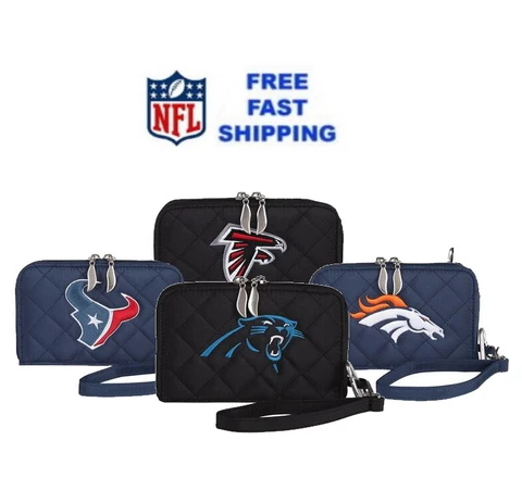 NFL Quilted Cell Phone Wallet various NFL teams Logo Texans Falcons Panthers Cover