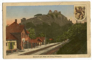 Postal Nideggen, estación de tren con vistas al castillo 1928 - Imagen 1 de 2