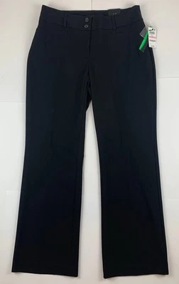 Calça social feminina Alfani nova com etiquetas tamanho 10 preta profunda ajuste curvilíneo nova com etiquetas - Imagem 1 de 4