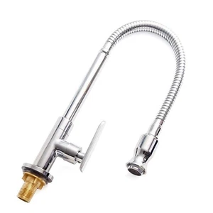Single Lever Flexible Pull Out Kitchen Water Tap Sink Faucet Single-Tube Cold... - Picture 1 of 9