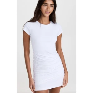 Nuevo con etiquetas Mini Vestido Susana Monaco Manga Corta Drapeado Acanalado Blanco Azúcar talla L - Imagen 1 de 12